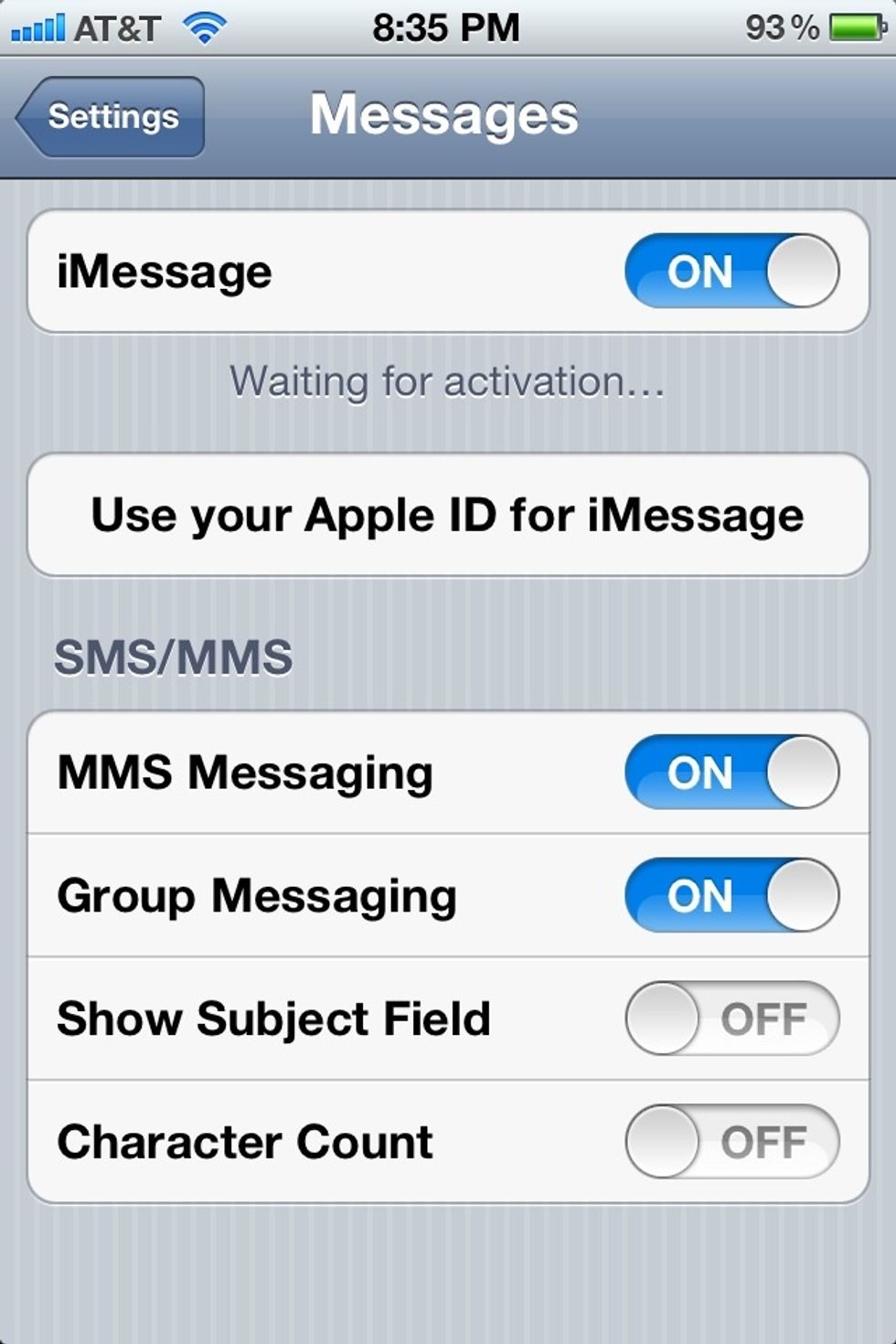 How to turn imessage on and off - B+C Guides