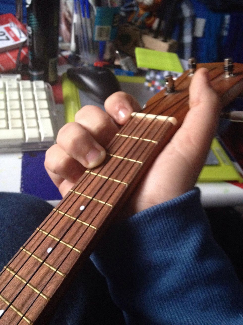 How to play four simple left handed ukulele chords B+C Guides