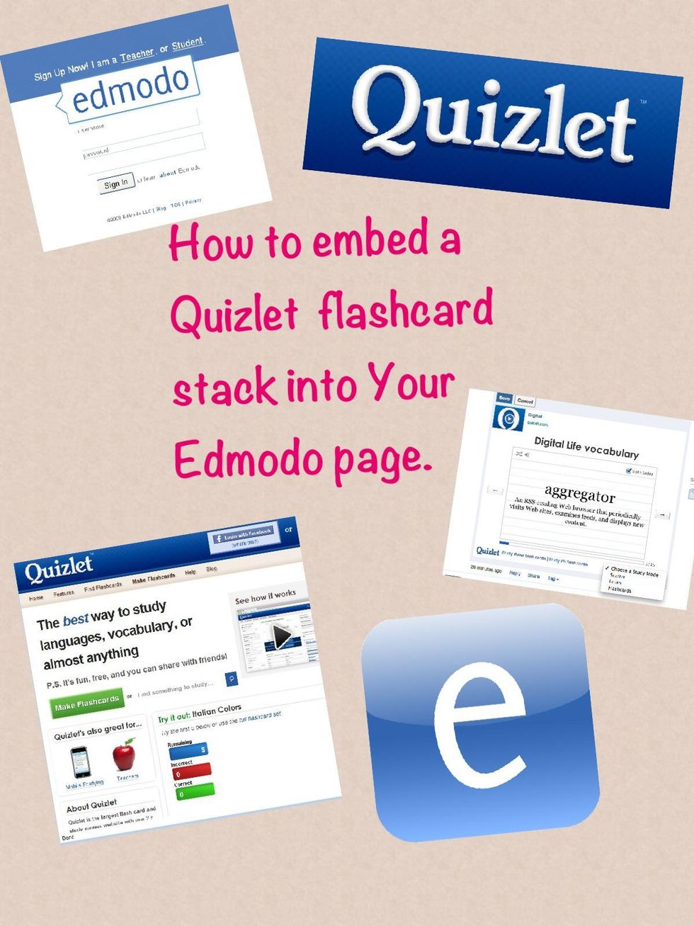 How to embed a quizlet flashcard stack into edmodo B+C Guides
