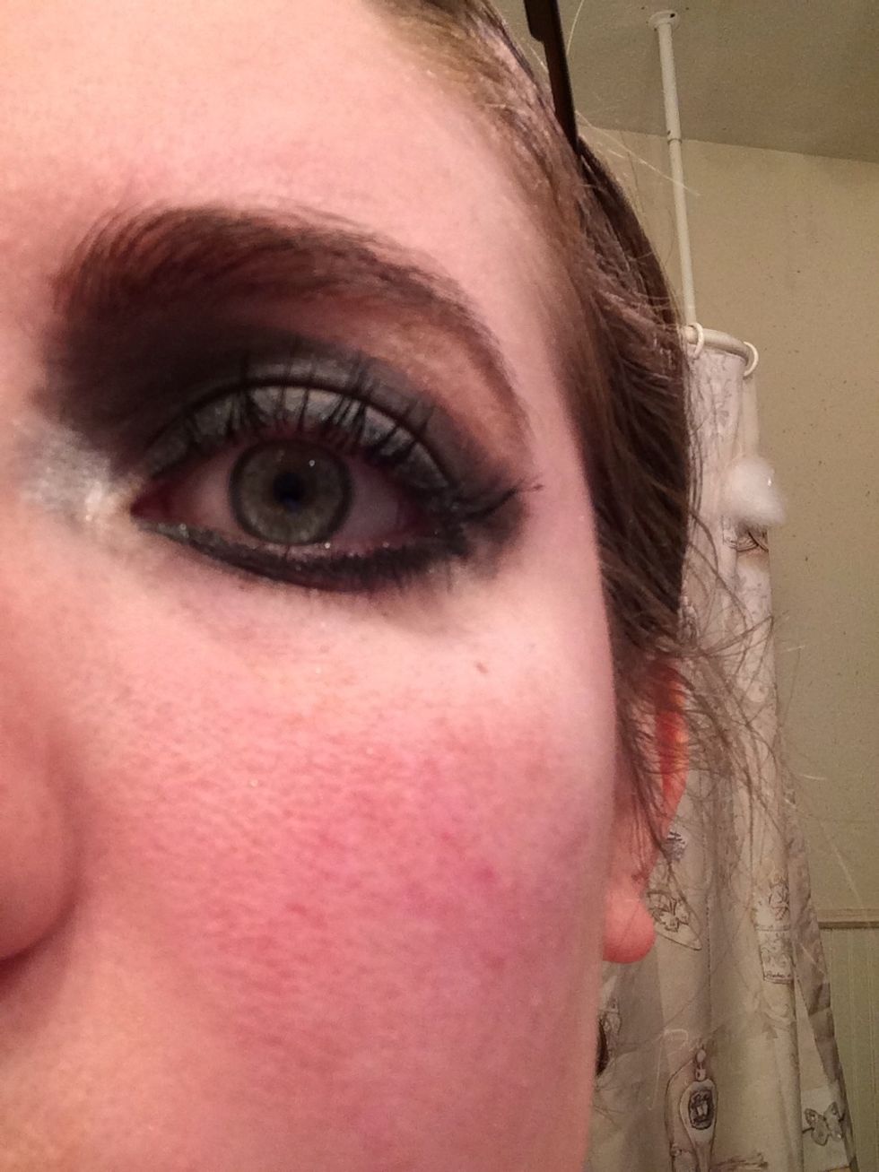 Eye pretty much done. This is where I add highlighter & concealer under my eyes so it doesn't make worse black circles! And then rest of face.