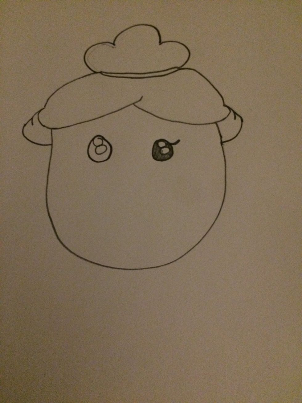 Eyes. I drew a big circle with smaller circles inside and filled in the rest and added eyelashes