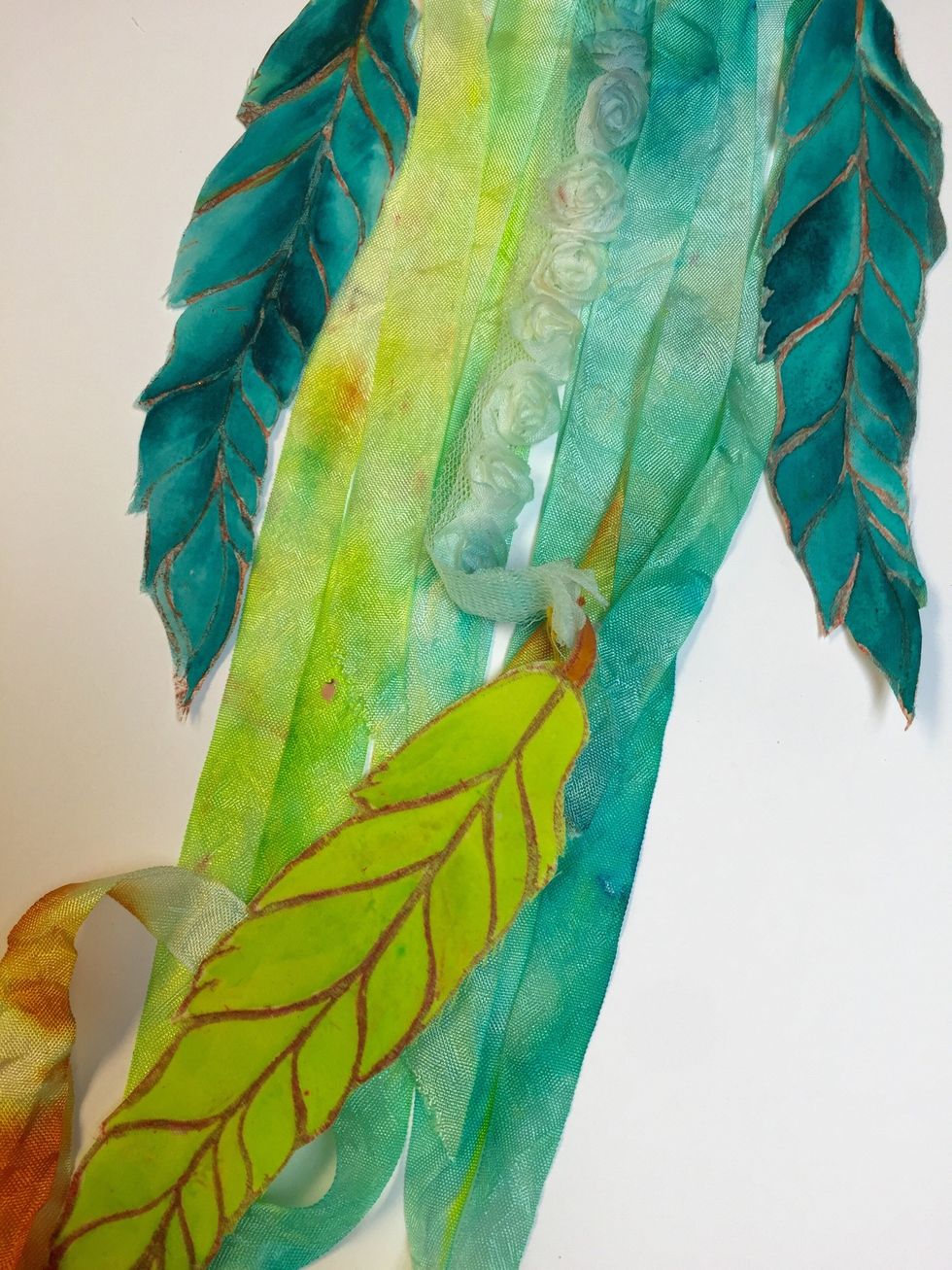 Feathers!!! I painted them in the back just in case they twirl to the opposite side