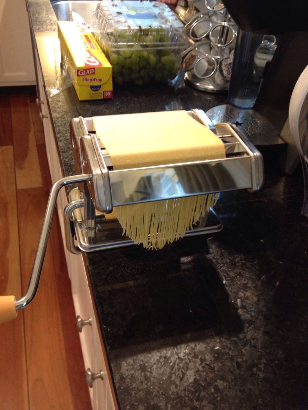 Feed it through the cutter or you can also just cut it by hand with a knife