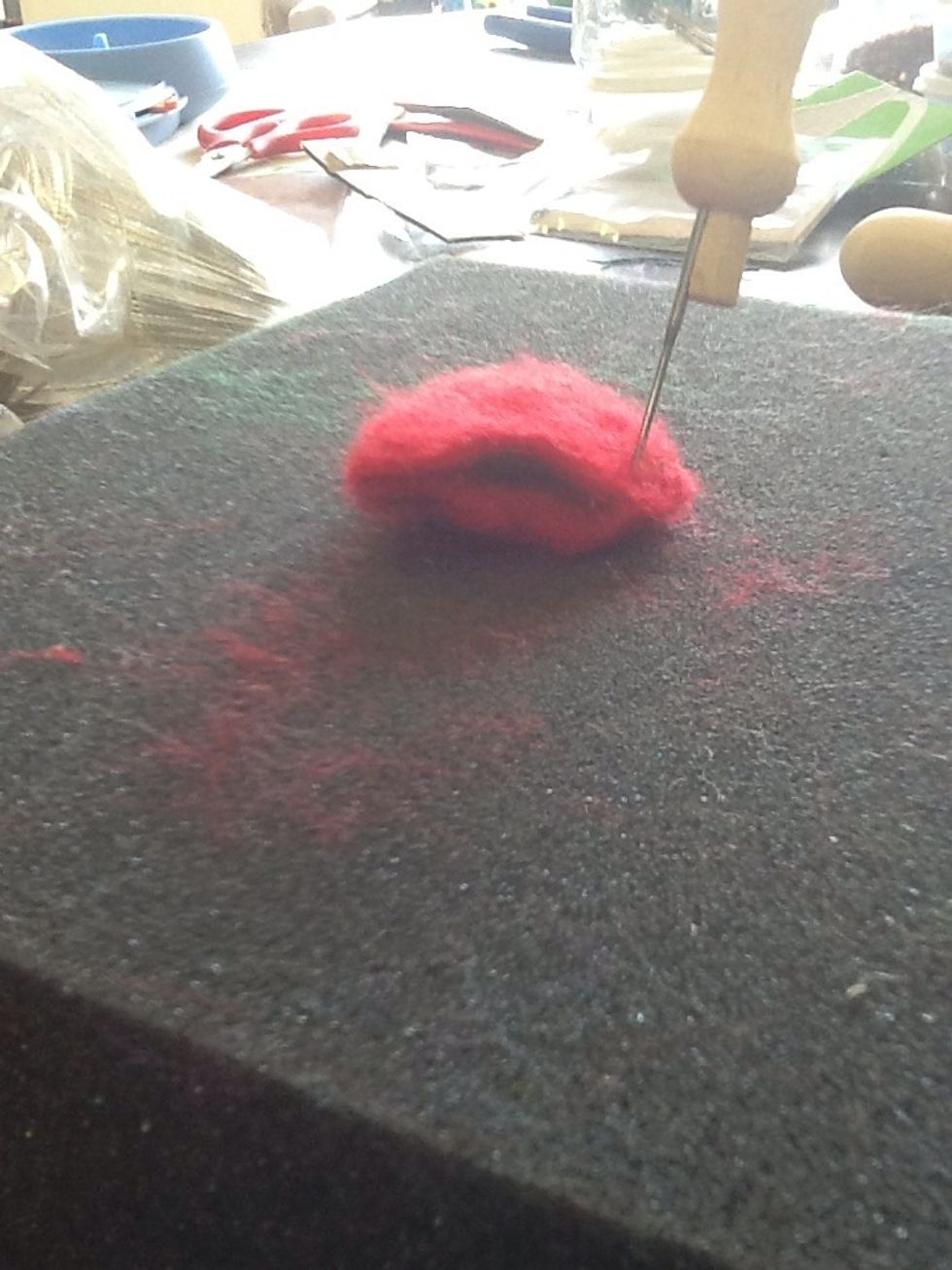 Felt the open ends. Try not to felt the middle! It will weave the catnip through the wool and it won't look so good :/