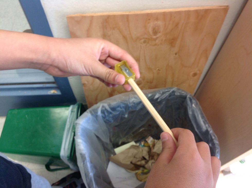 Fifth,insert the pencil in the sharpener.