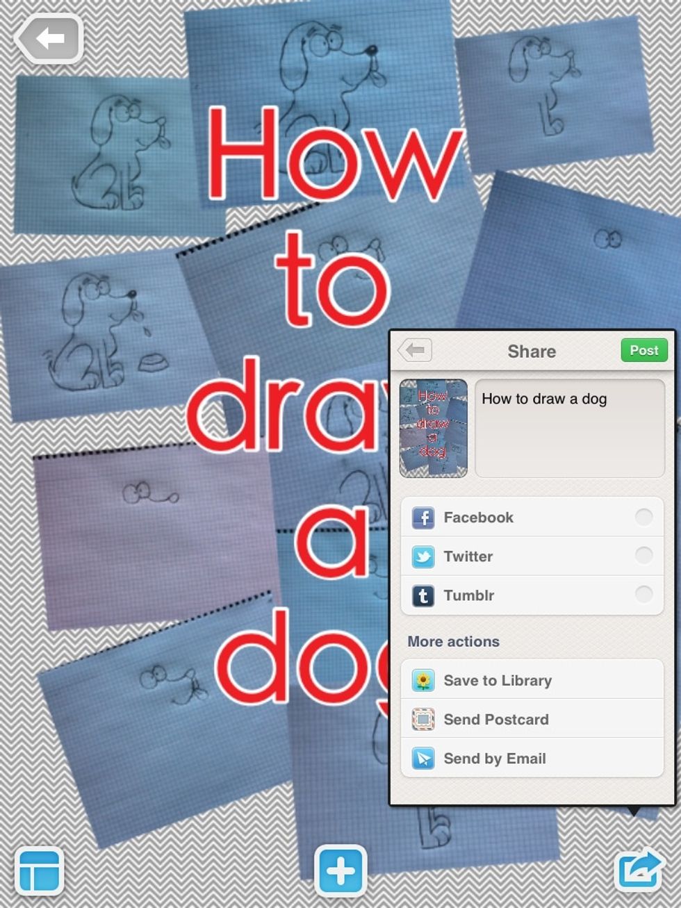 Fifth step: Tap in the third picture to share the collage or more actions for example: save to camera roll, send by e-mail...