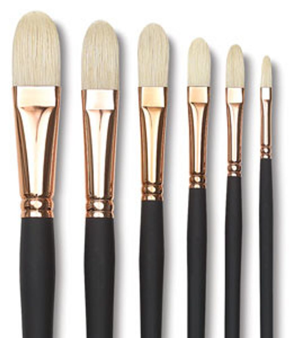 Filbert Brush: A staple brush in your collection, it is flat with rounded corners.