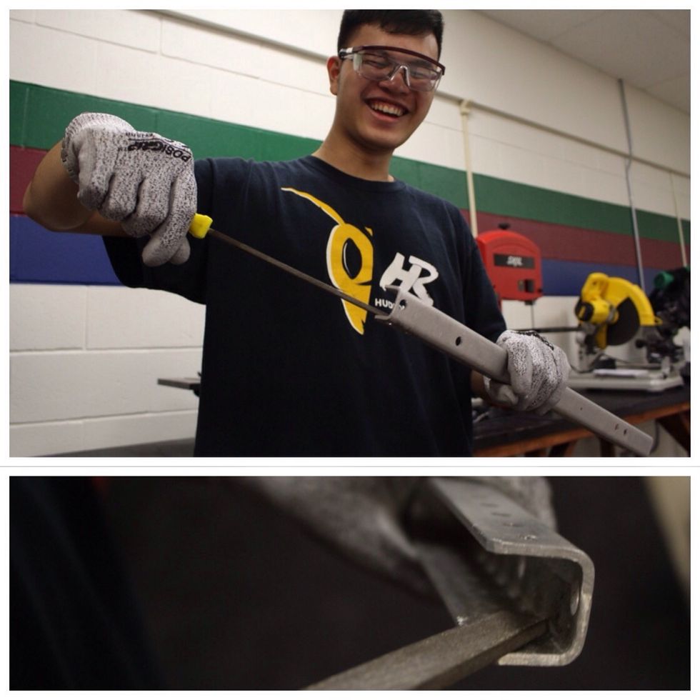 File down sharp edges remaining on the metal