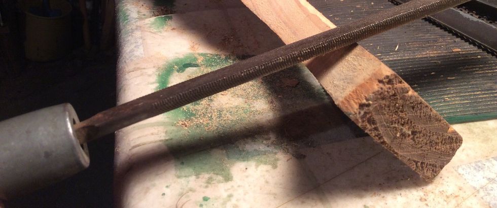 Filing the handle so its more smooth