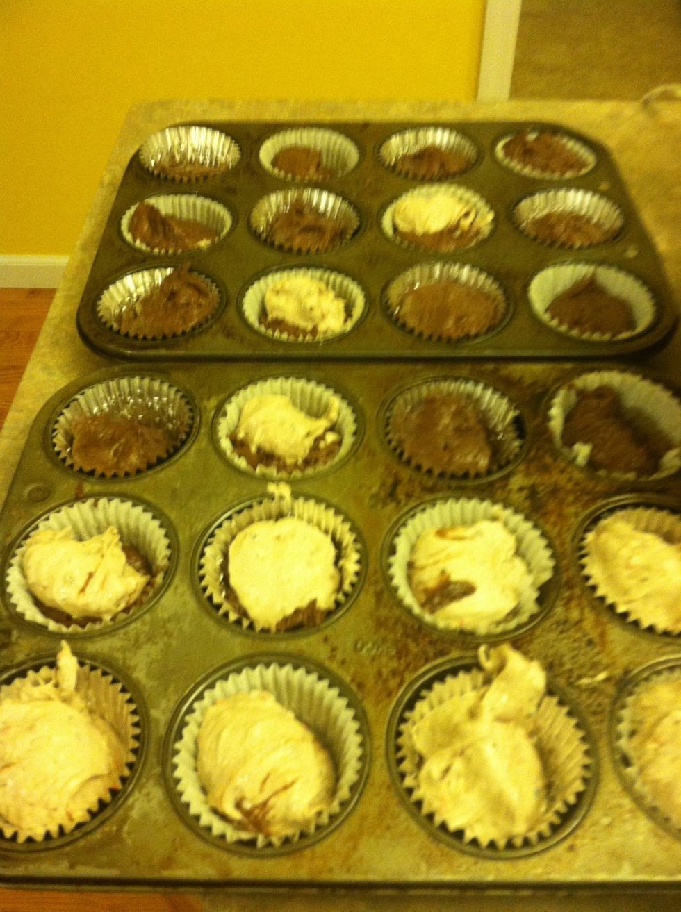 Fill 24 cupcakes and bake.