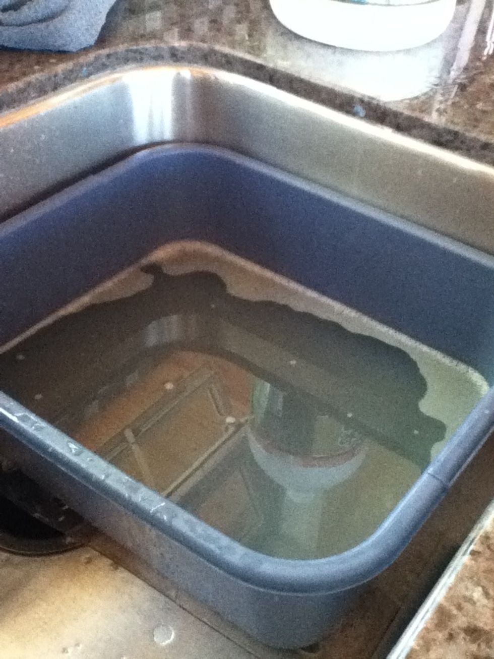 Fill a basin with room temperature water and add your cleaning solution