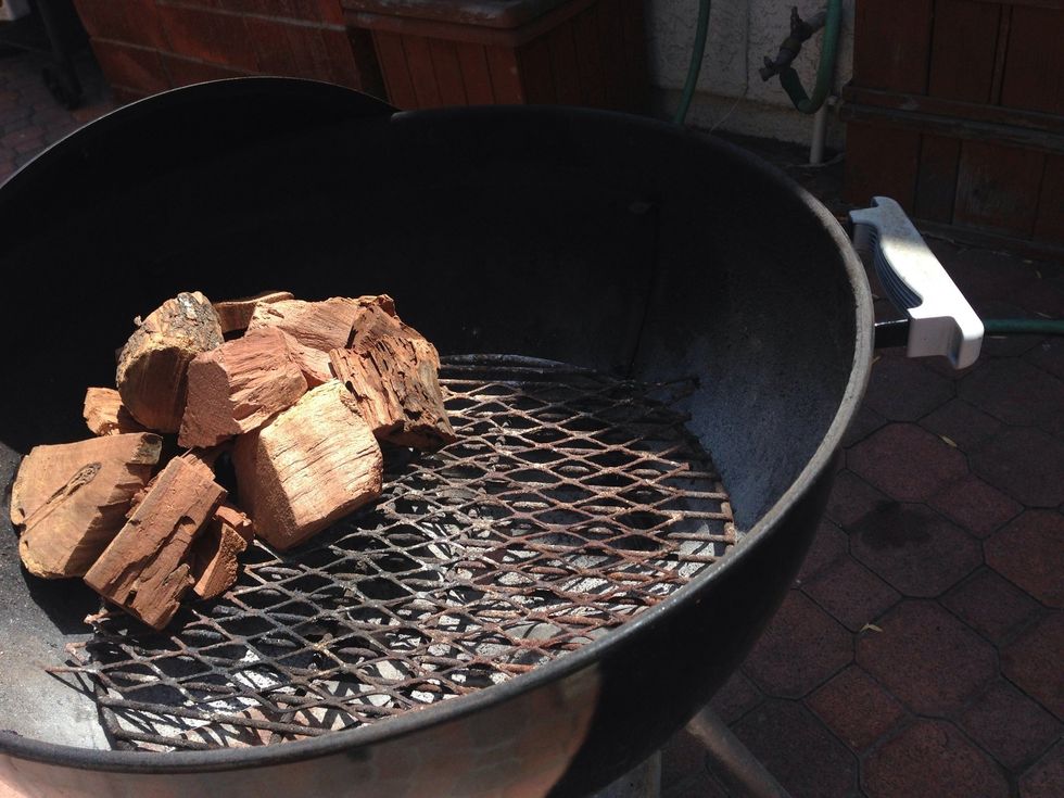 Fill a chimney starter 3/4 full of chunks and empty them onto your grill. Fill your chimney up half way with more chunks and light.
