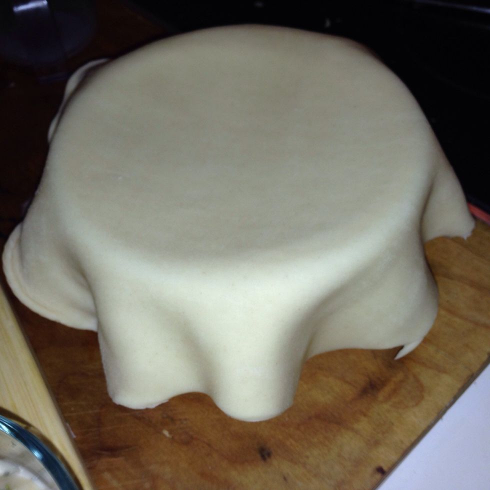 Fill a glass bowl to the top and put dough on top and mold it on. Bake at about 375 or so until the crust is golden brown