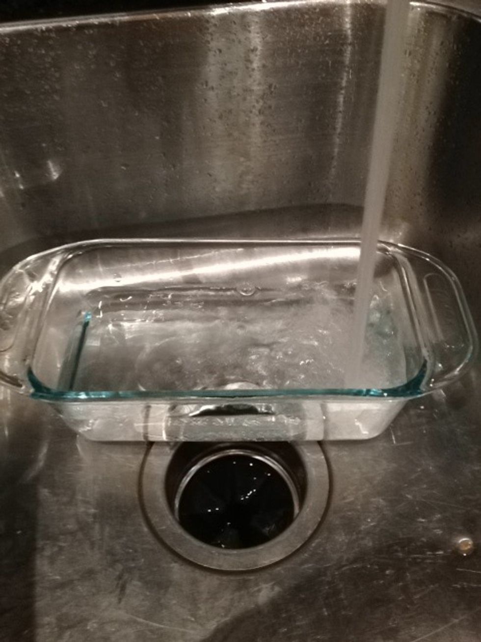 Fill a pan approximately 2/3 full of cold water.