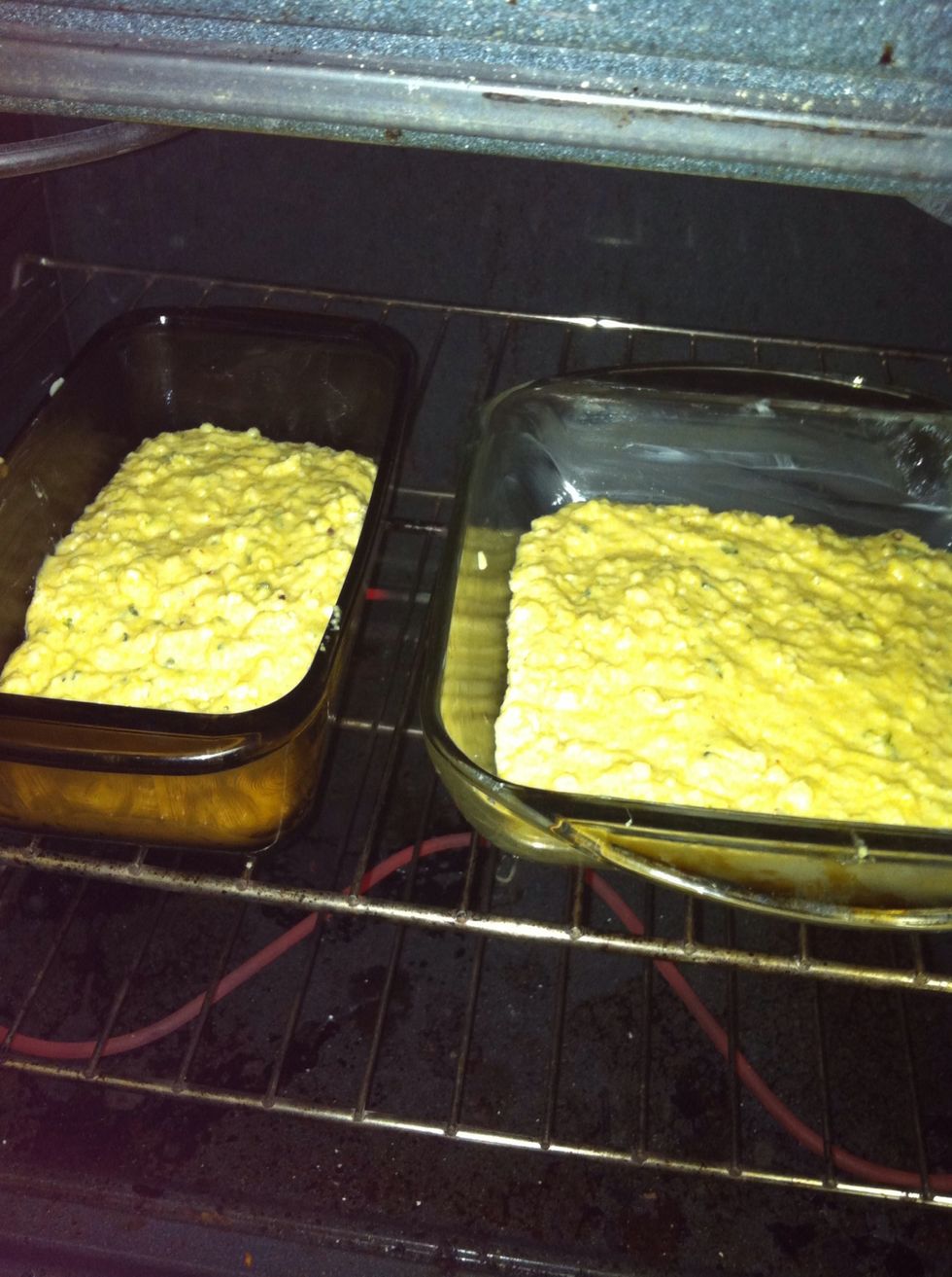 Fill and insert. It should be a thick batter. Bake until firm and toothpick inserted comes out clean.