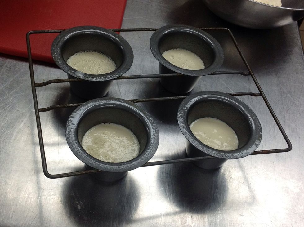 Fill batter to about 3/4 full.