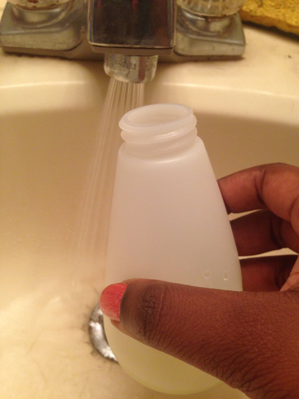 Fill bottle the rest of the way with water, leaving room to shake the contents.