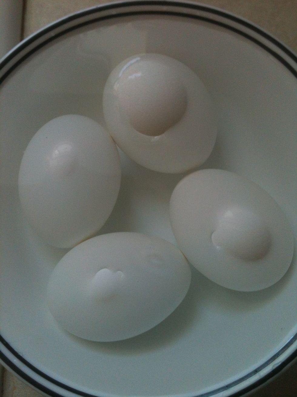 Fill bowl with cold water ad let eggs cool