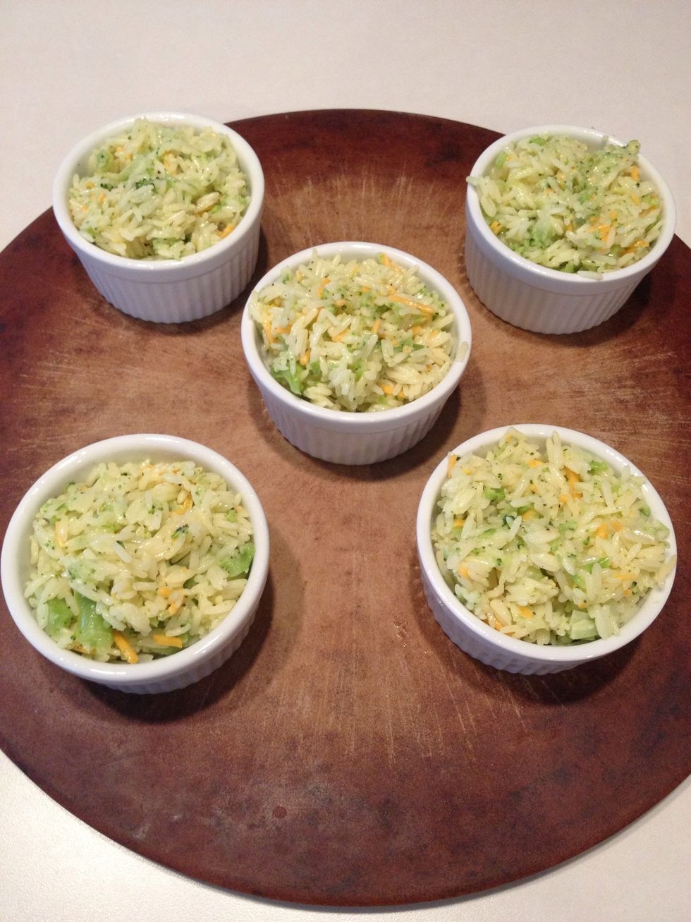 Fill cups with rice mix. This recipe made enough for 5 individual bowls.