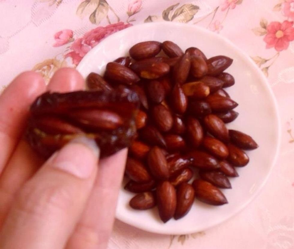 Fill dates with almonds