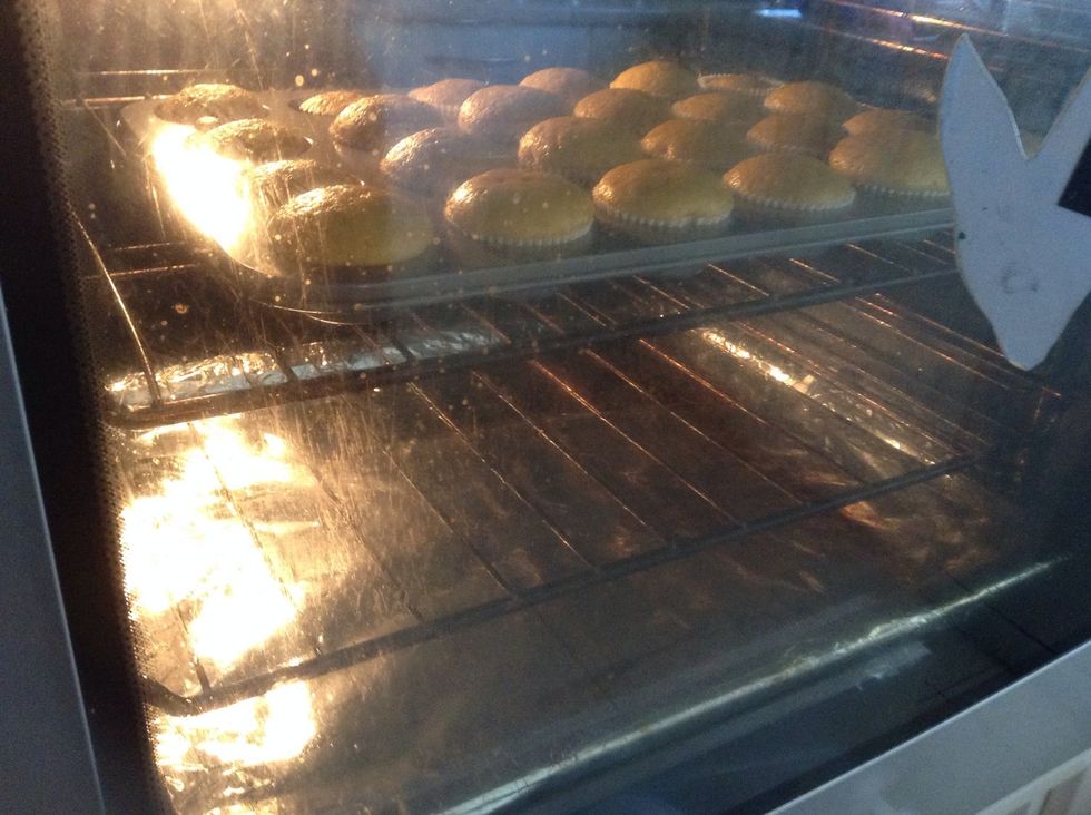 Fill each case halfway with the mixture and put inthe oven