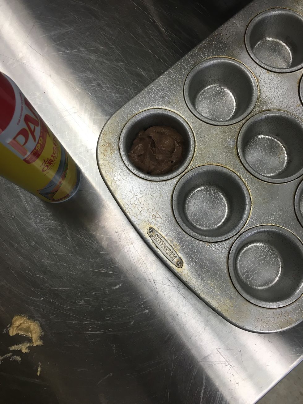 Fill each mold 2/3 full with batter.