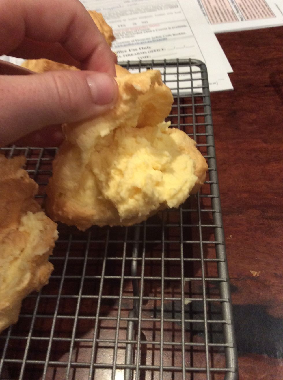 Fill each pastry with cream and put the top back on.