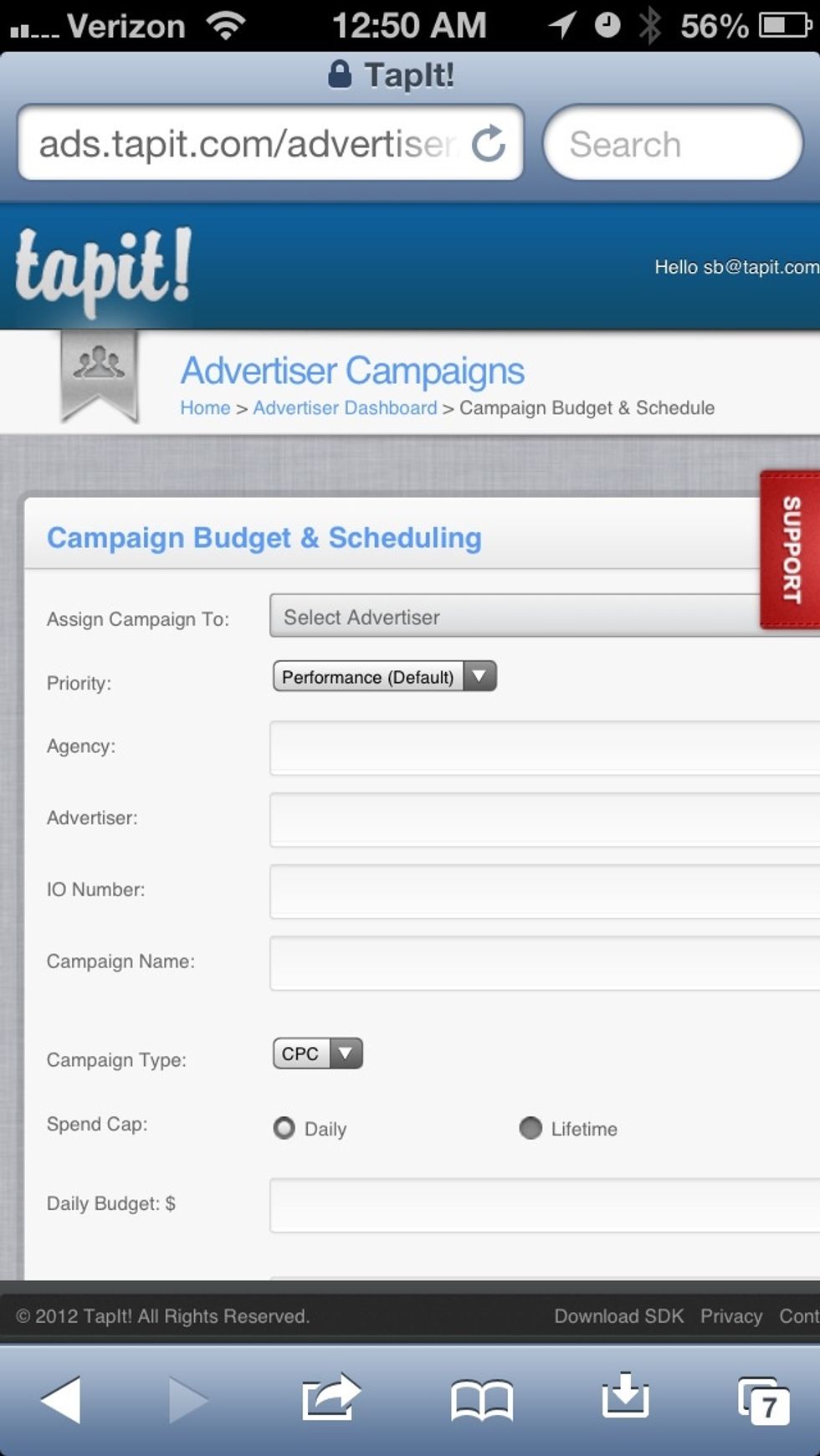 Fill in all your campaign info, name, type, cap, budget, etc.