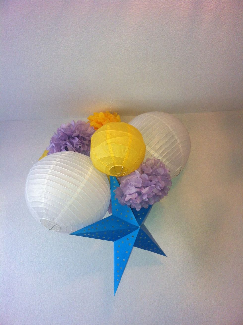 Fill in spaces rotating lanterns of different colors and patterns so the same ones aren't close together.