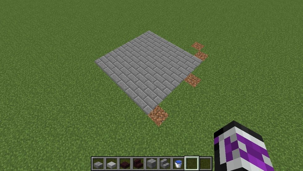 Fill in the 7x7 area with Stone Bricks.