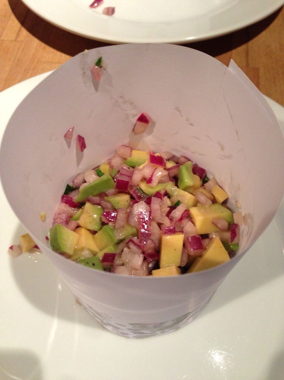 Fill in the avocado mixture and press gently so it sticks together.