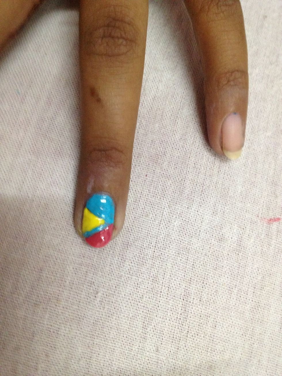 Fill in the colour..I still have short nails so I just made 3 sections.