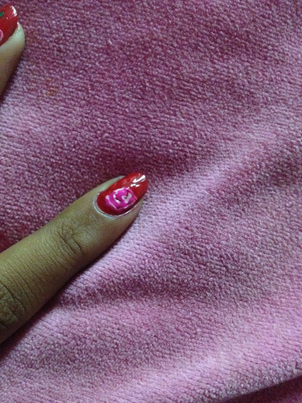 Fill in the spaces with a pinkish shade.. Make sure white is not dried so It blends well