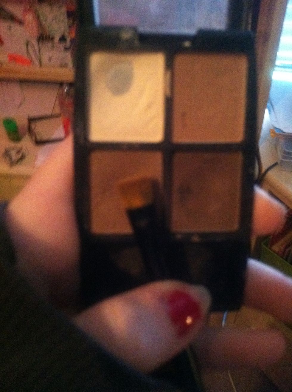 Fill in your eyebrows with a shadow. For blonde hair, use a shadow one shade darker. For dark hair, go one shade lighter (: