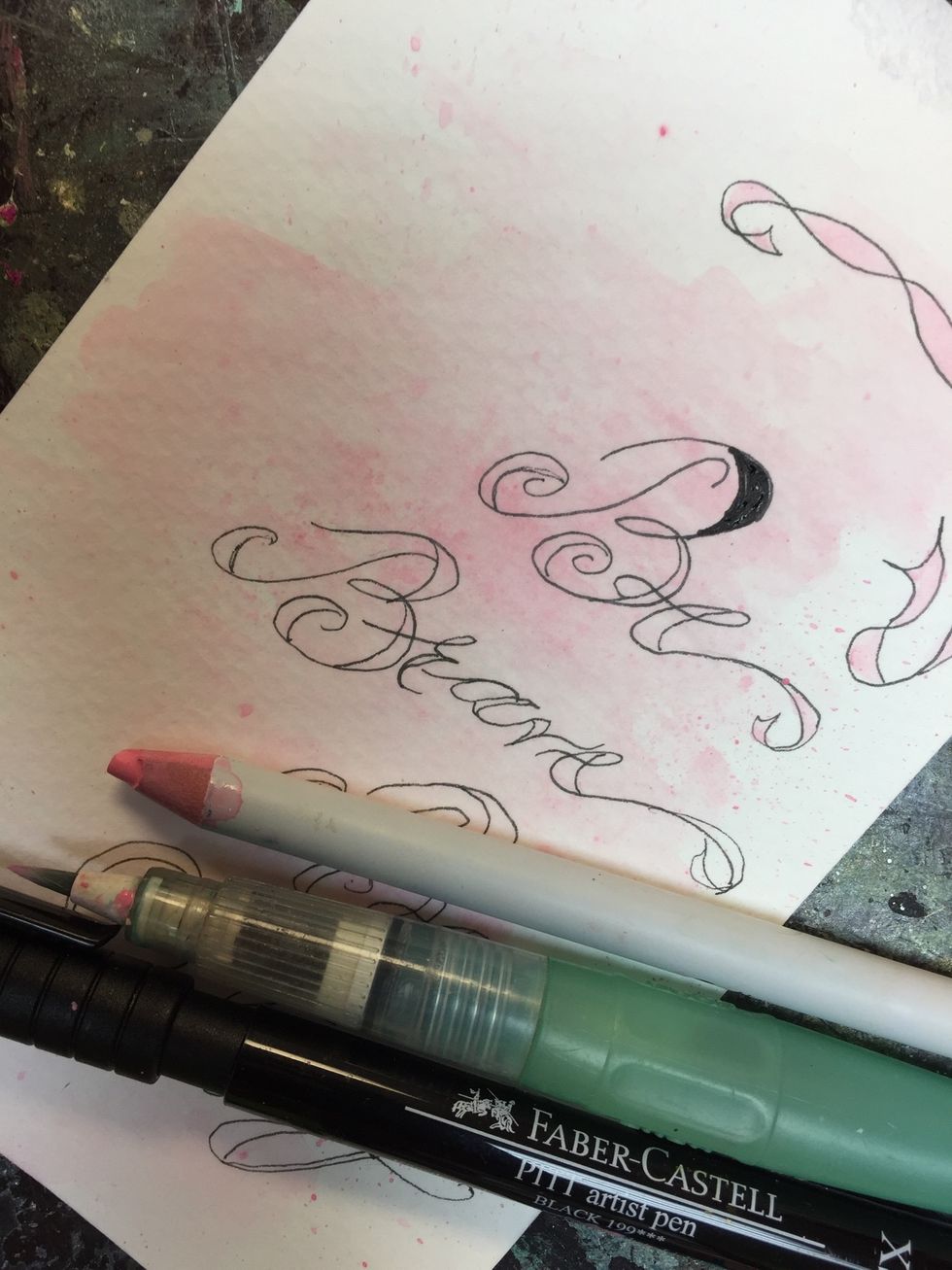 Fill in your letters and watercolor your background