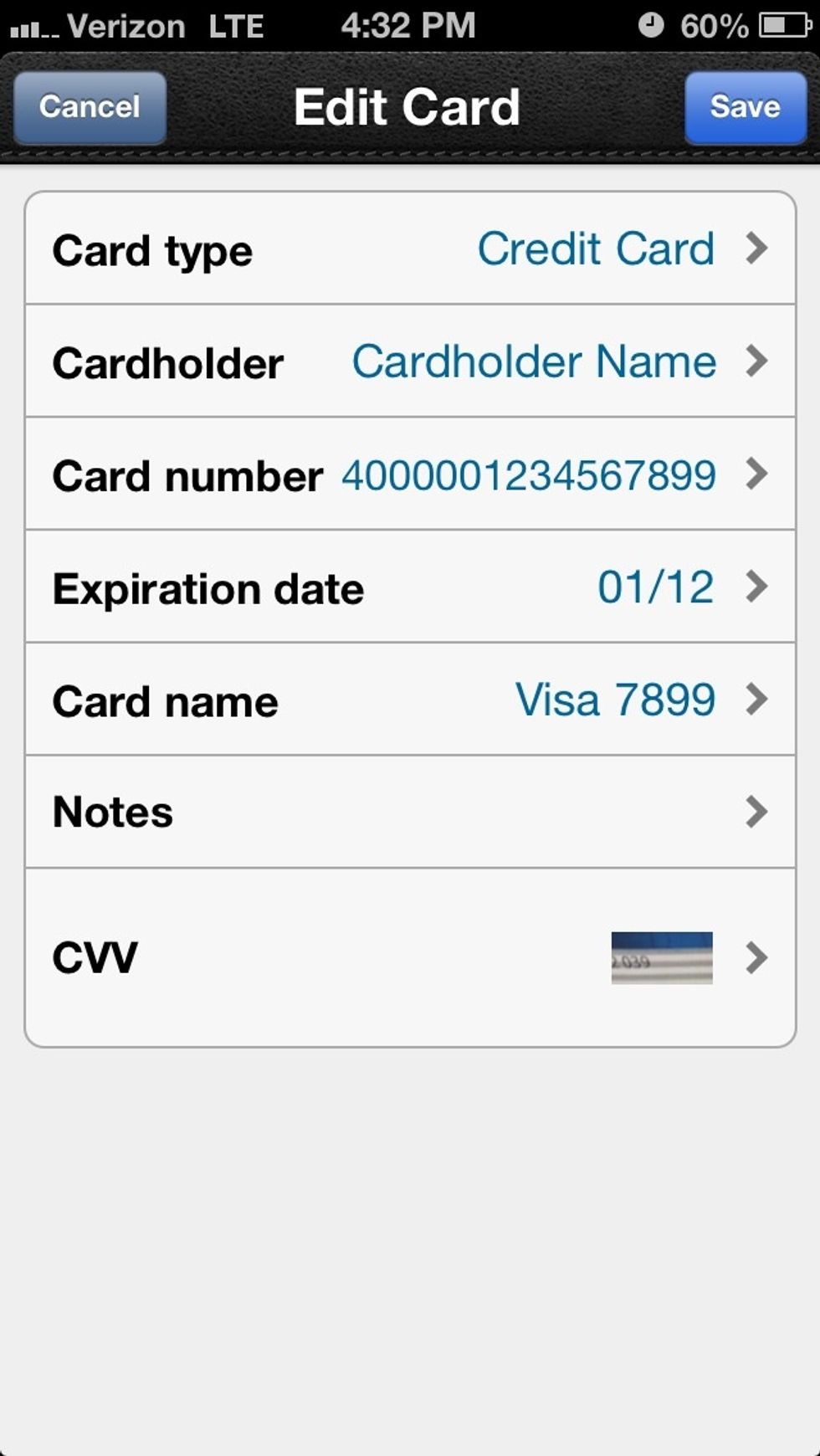 Fill in your personal information as it appears on the card.