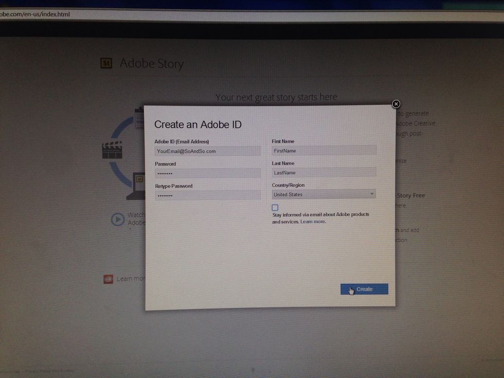 Fill it out and click "Create."