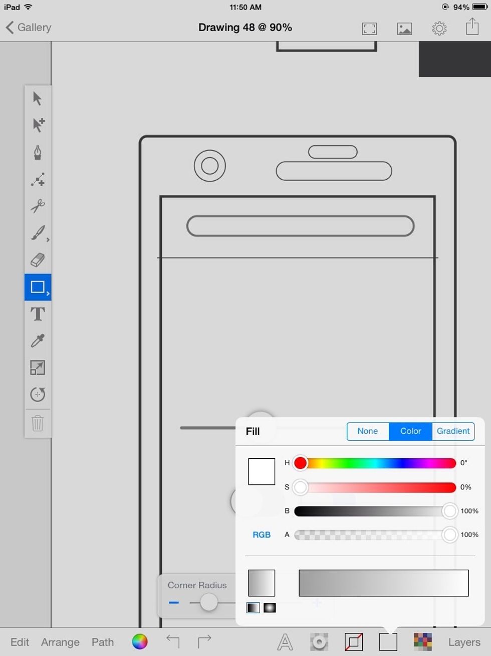 Fill it with white, and make sure it has no stroke.