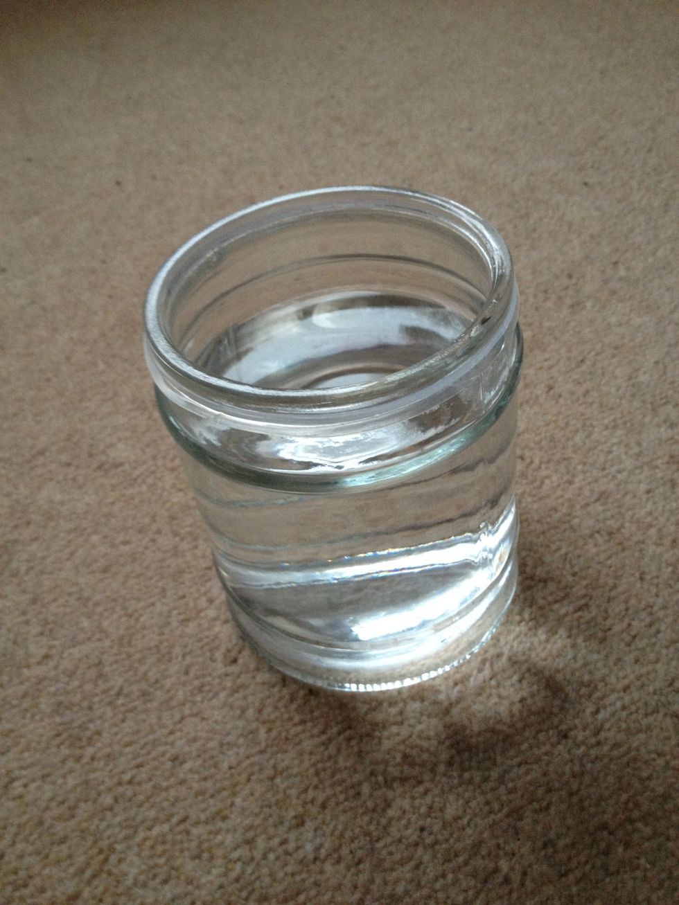 Fill jar with warmish water. No exact temperature, just personal preference.