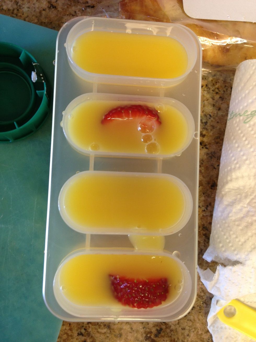 Fill juice almost to the top, leaving quarter of an inch space before reaching the top.