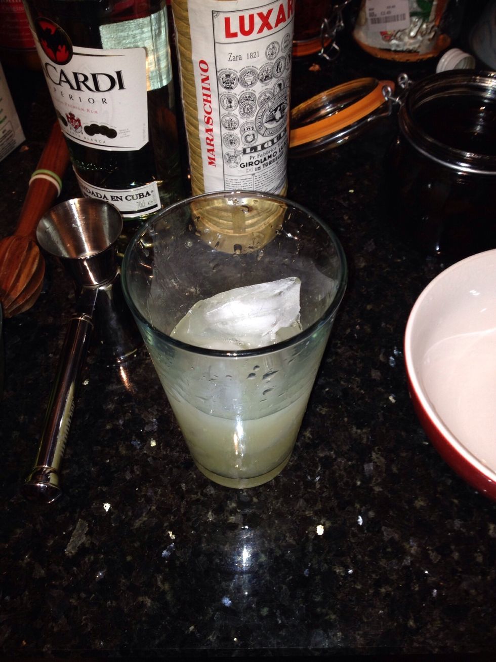 Fill mixing glass with a decent amount of ice. Nearly there :)