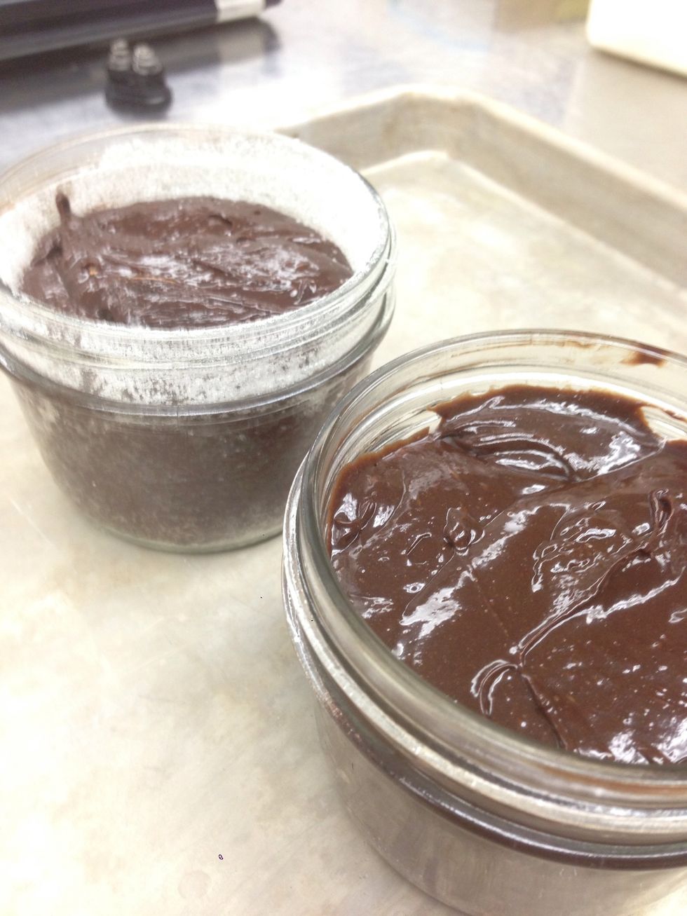 Fill mixture just below the rim.