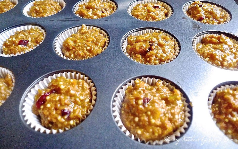 Fill muffin liners to 3/4 full.