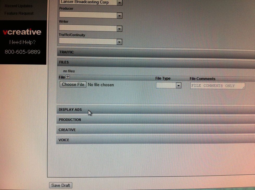 Fill out normal form. For digital ads, expand "Display Ads" section by clicking on it.
