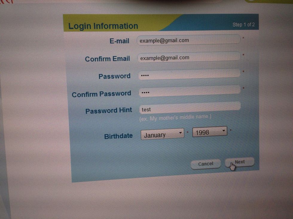Fill out the form with your information. Then press "continue"