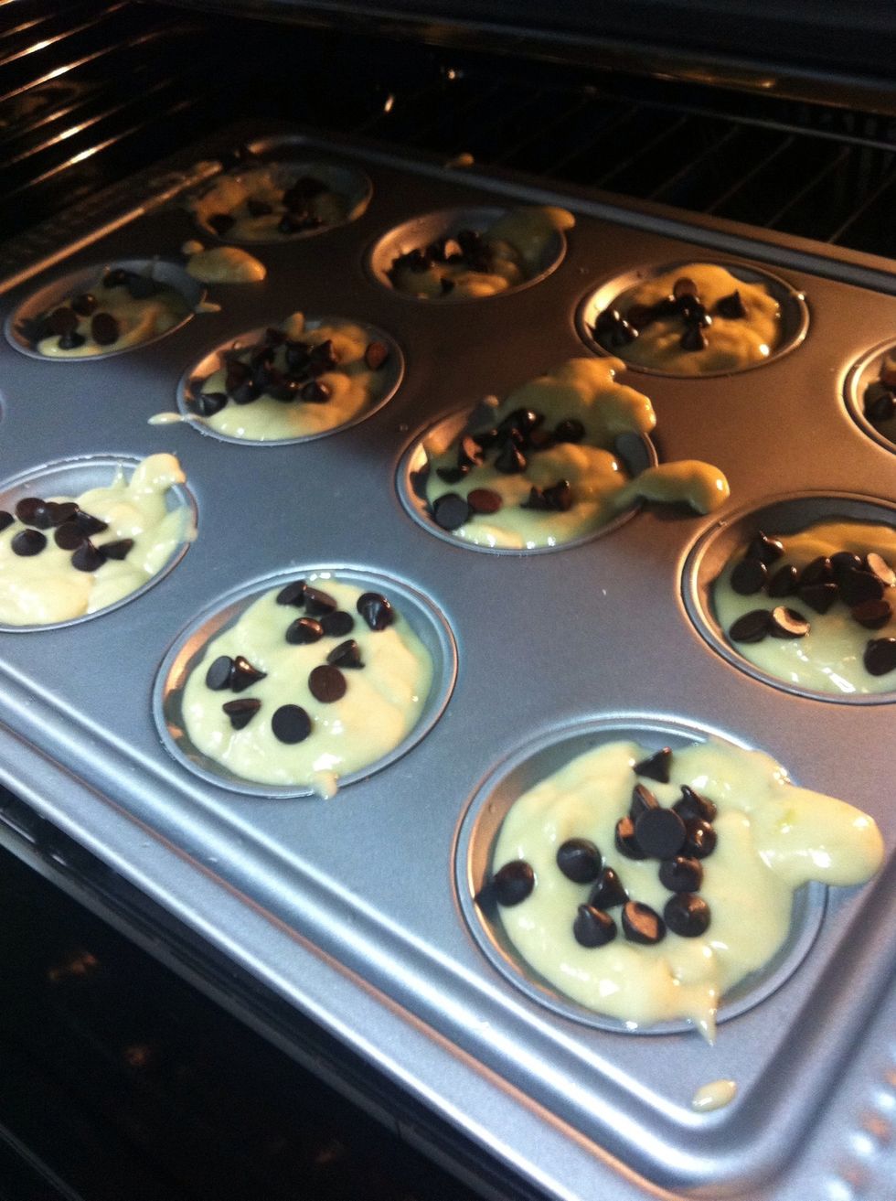 Fill pan, add chips if desired. Then bake it