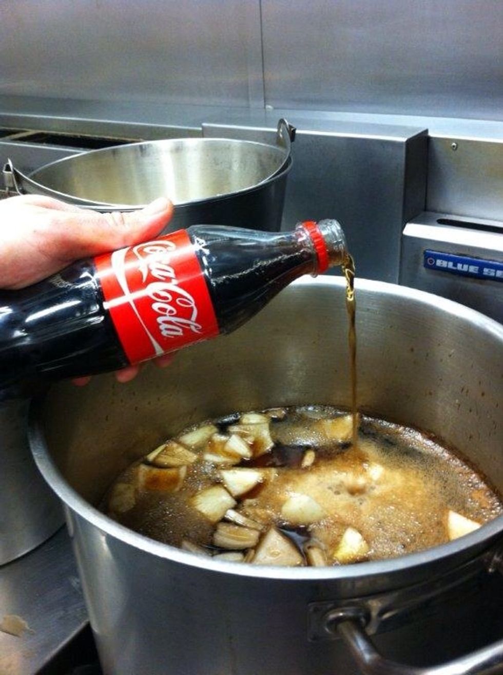 Fill saucepan with 2 /3 liters coke