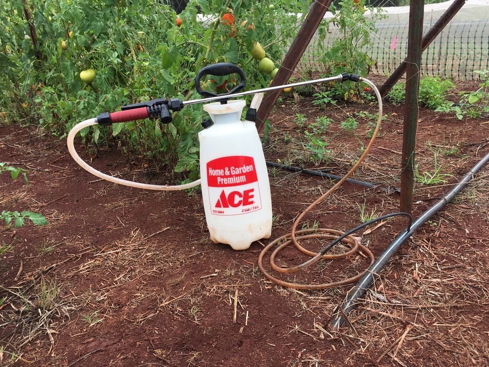 Fill sprayer with water and fertilizer, crop protection chemicals, compost tea, etc. Ensure that you follow all labels associated with the injected products.