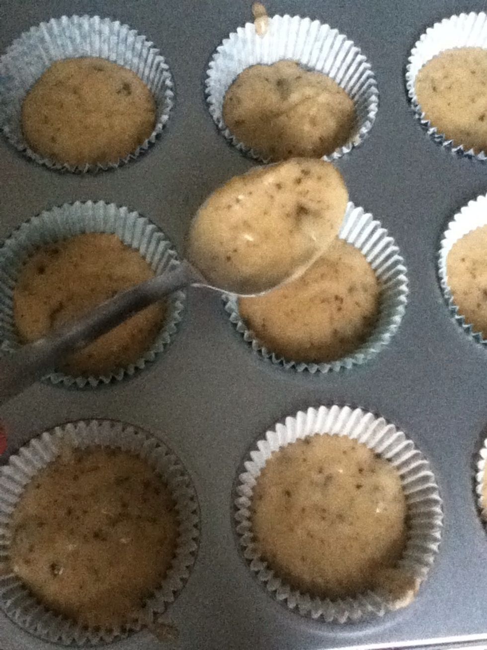 Fill the cases about half way up.