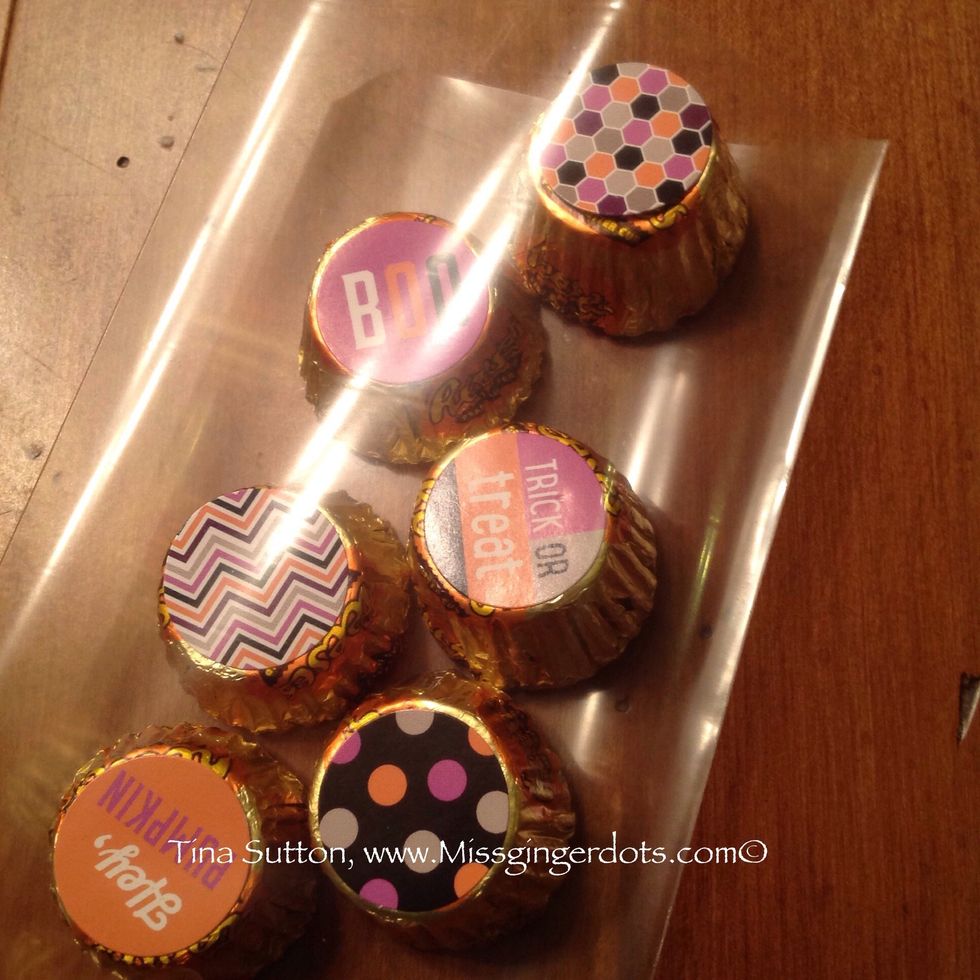 Fill the clear bags the decorated candy! Tip: You can fill the bags with other treats if desired! I made some for special friends and put handmade jewelry inside!